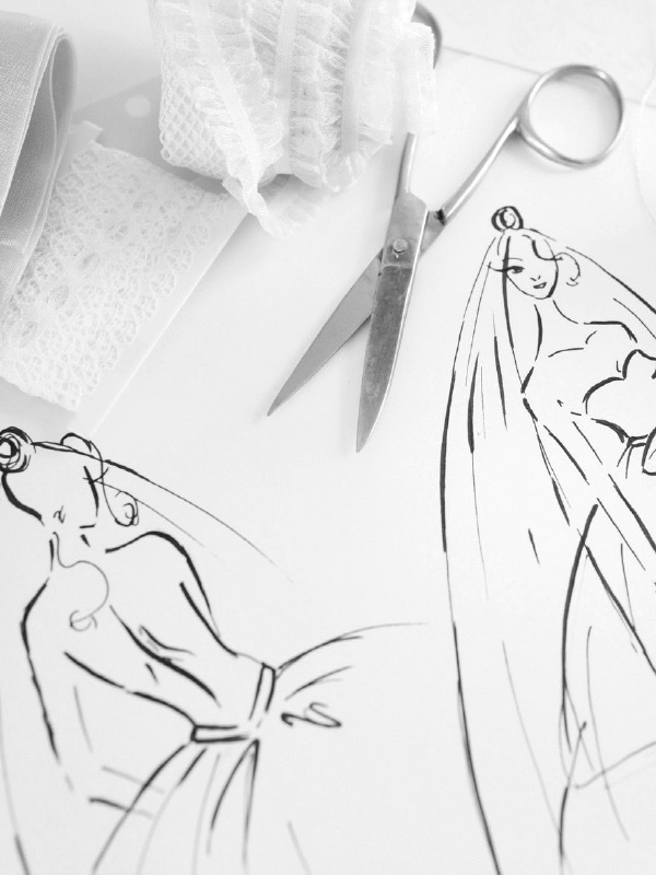 Atelier di Abiti da Sposi a Candiolo - Torino - disegno dell'abito da sposa